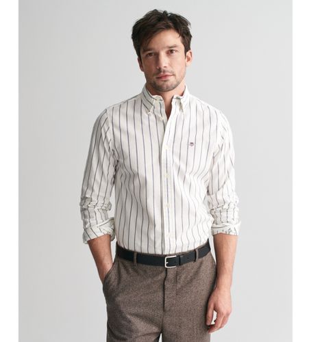 Oxford Slim Fit Stretch Striped Stretch Oxford Shirt (L), Blanc, Casuel, Coton, Manche longue - Gant - Modalova