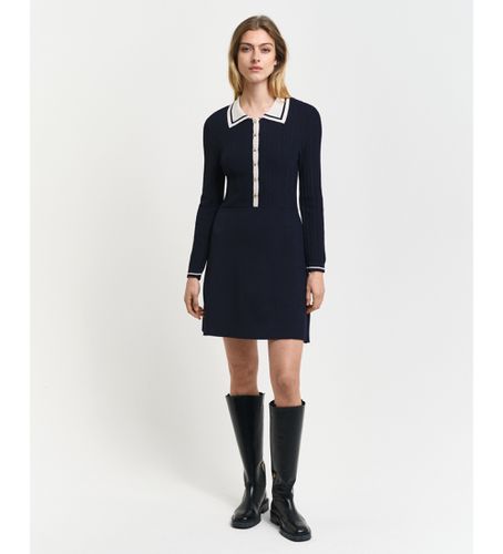 Robe en maille côtelée contrastée (S), Casuel, Viscose, Manche longue - Gant - Modalova