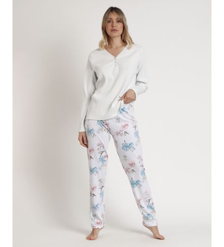 Pyjama manches longues French Garden blanc (S), Homewear, Coton, Manche longue - Admas - Modalova