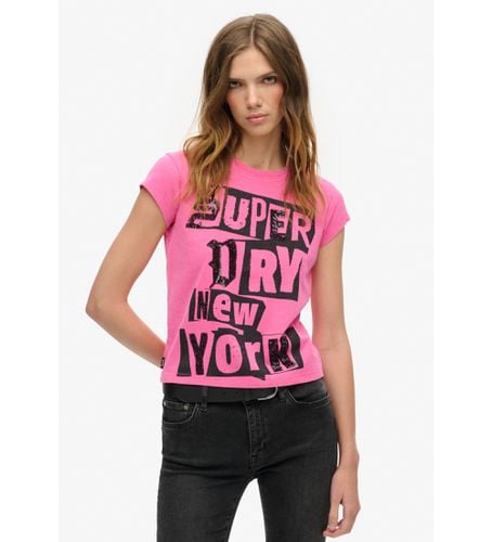 W1011571A T-shirt avec décorations punk roses (M), Casuel, Coton, Manche courte - Superdry - Modalova