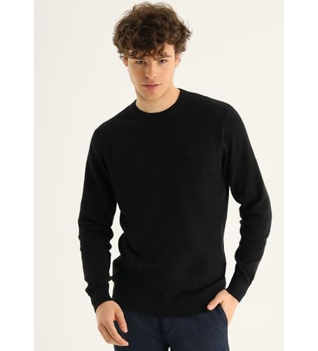 Pull basique en maille jacquard noire (S), Casuel, Coton - Six Valves - Modalova