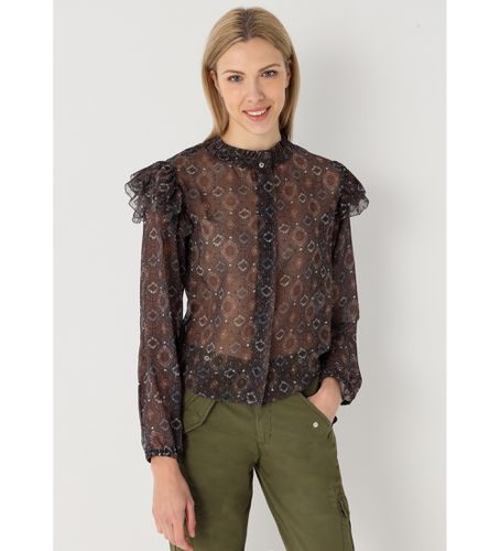 Blouse imprimée à volants sur les épaules négo (XS), Noir, Casuel, Polyester, Manche longue - Lois Jeans - Modalova