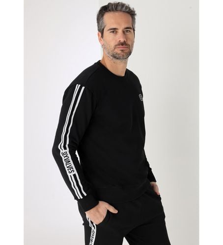 Sweat sans capuche, col rond avec bandes logo sur les manches (S), Casuel, Coton - Six Valves - Modalova