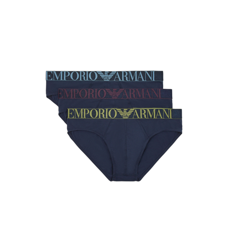 F726 LOT DE TROIS SLIPS EN COTON BIO AVEC BANDE LOGO BRILLANTE ASV (L), Homewear - Emporio Armani - Modalova