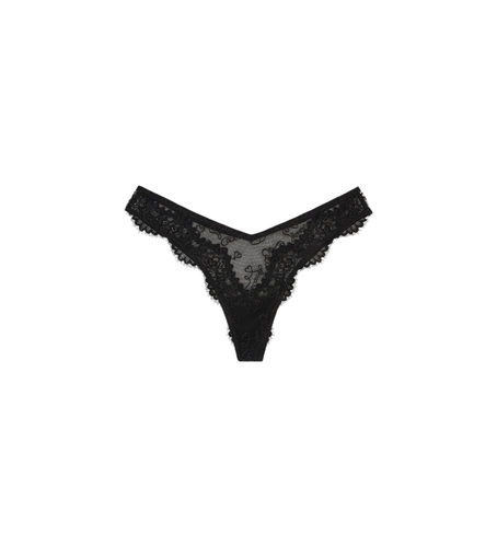 F211 String en maille noire avec logo des vacances brodé sur tout le pourtour (L), Homewear, Polyester - Emporio Armani - Modalova