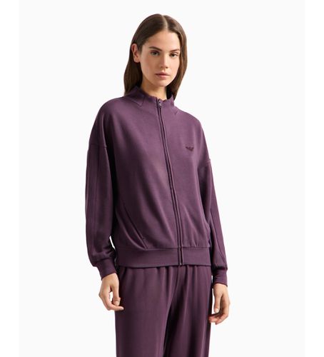 F264 Sweatshirt d'intérieur zippé en viscose avec micro aigle brodé lilas (L), Homewear, Violet - Emporio Armani - Modalova