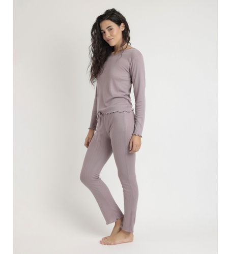 Pyjama manches longues Pico Soft Canalé violet (M), Homewear, Coton, Manche longue - Admas - Modalova