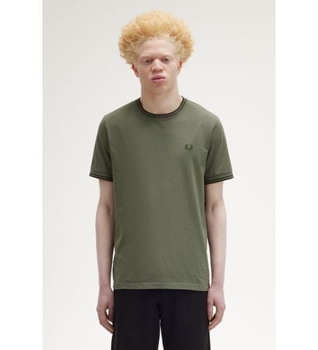 M1588 T-shirt Twin Tipped vede (S), Casuel, Vert, Coton, Manche courte - Fred Perry - Modalova