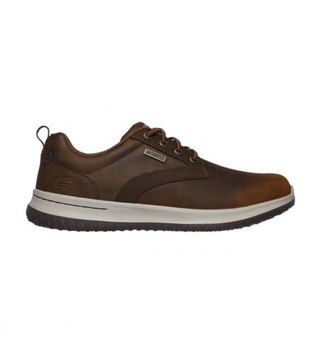 Baskets en cuir marron Delson Antigo (40), Plat, 1 à 3 cm, Lacets, Casuel - Skechers - Modalova