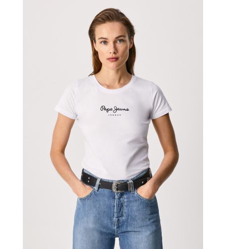 Til kvinder. PL505202 New Virginia Ss N T-shirt (S), Casual, Bomuld, Korte ærmer - Pepe Jeans - Modalova