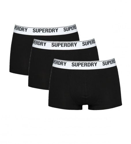 Til mænd. M3110348A Pakke med tre sorte boksershorts i økologisk bomuld (S), Afslappet, Økologisk bomuld, Bæredygtig - Superdry - Modalova