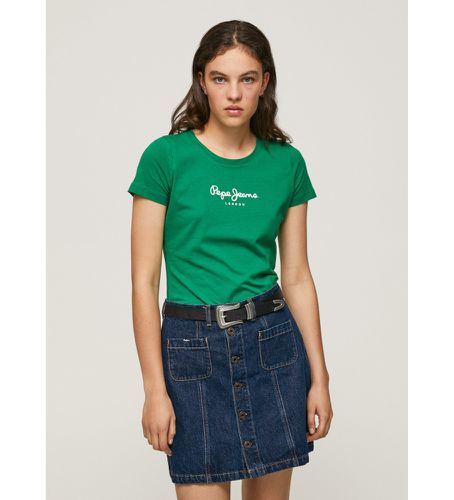 Til kvinder. PL505202 New Virginia T-shirt (XS), Casual, Bomuld, Korte ærmer, Bæredygtig - Pepe Jeans - Modalova