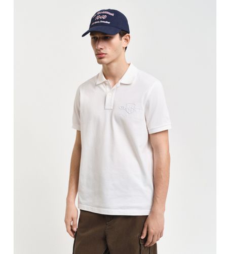 Til mænd. 2062025 Tonal Shield Polo Shirt Off White (S), Hvid, Casual, Bomuld, Klassisk, Korte ærmer - Gant - Modalova