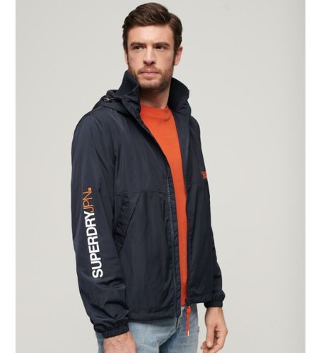 Til mænd. M5011833A Windbreaker-jakke med hætte SD marine (M), Casual, Polyester, Lange ærmer, Blå - Superdry - Modalova