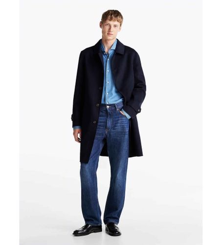 Til mænd. MW0MW37395 Smart casual frakke i langt marineblåt snit (M), Bomuld - Tommy Hilfiger - Modalova