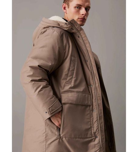 Til mænd. J30J326082 Parka med nylon og bomuldsvattering (L), Brun, Casual, Økologisk bomuld, Bæredygtig - Calvin Klein Jeans - Modalova