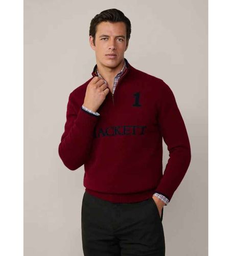 Til mænd. HM703226 Heritage rødbrun pullover med lynlås (XL), Casual, Bomuld, Lange ærmer - Hackett London - Modalova