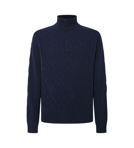 Til mænd. HM703242 Pullover Lw Cable Hzip navy (XXL), Casual, Bomuld, Blå - Hackett London - Modalova