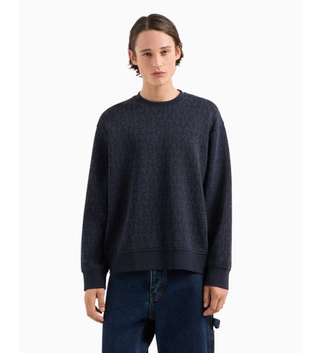 Til mænd. 6DZMJKZJZGZ55JW Crewneck-sweatshirt med regenereret bomuld og tone-i-tone-logo over hele det stykke tøj ( - Armani Exchange - Modalova