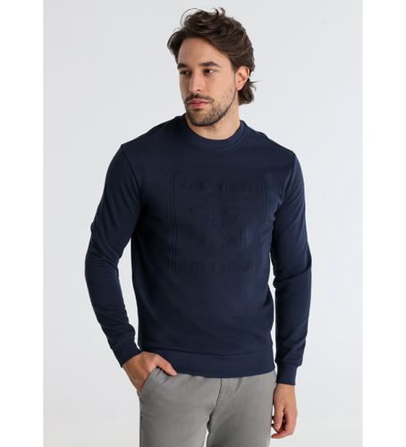 Til mænd. 660087109 Hætteløs sweatshirt med logoprint navy (S), Casual, Bomuld, Lange ærmer, Blå - Victorio & Lucchino, V&L - Modalova