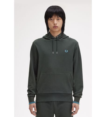 Til mænd. M2643 Sweatshirt med hætte og piping (S), Casual, Grøn, Bomuld - Fred Perry - Modalova