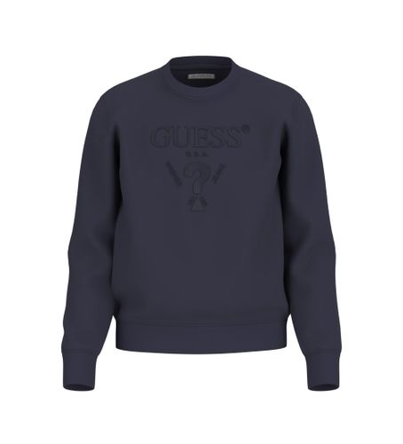 Til mænd. M5RQ08KCN01 Sweatshirt med navyfarvet logo foran (M), Casual, Bomuld, Blå - Guess - Modalova