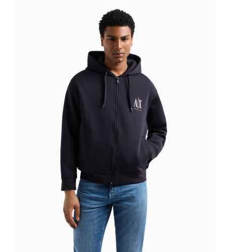 Til mænd. XM000371AF10818UB101 Sweatshirt med hætte og fuld lynlås i navyfarvet lamineret bomuldspolyester med stretchhætte o - Armani Exchange - Modalova