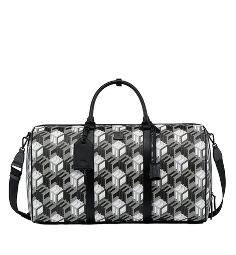 White Cubic Monogram Canvas Weekender Duffel Bag - MCM - Modalova