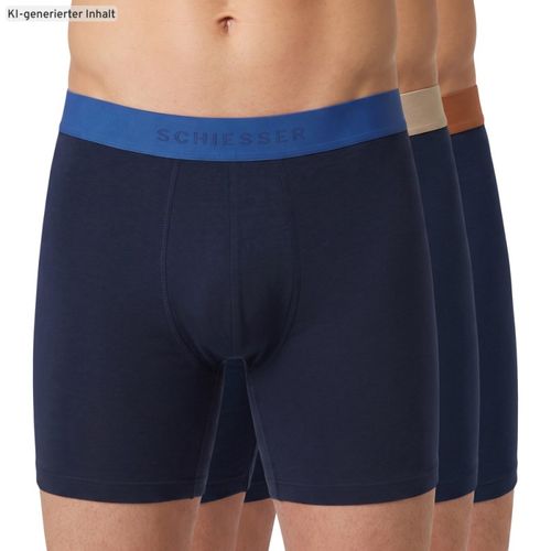 Er Set Trunks Dunkelblau mit verschiedenfarbigem Webbund - Schiesser - Modalova