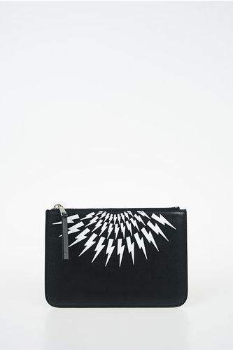Contrasting Printed Leather Pouch with Zip Closure size Unica - Neil Barrett - Modalova