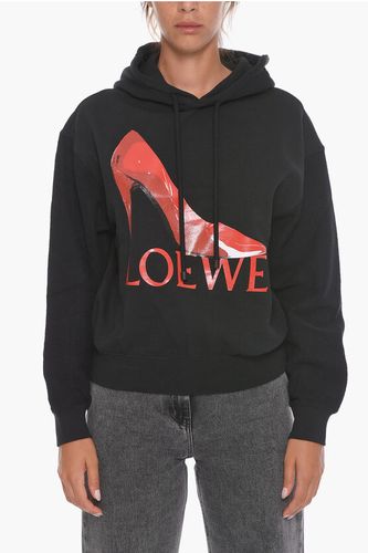 Cotton Hoodie with Shiny Contrast Print Größe Xs - Loewe - Modalova