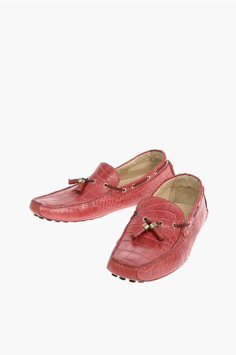 Crocodile Skin Boat Shoes With Pure Gold Embelished Tassels size 47 - Corneliani - Modalova