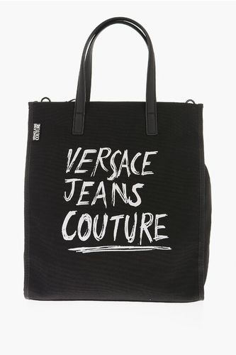 JEANS COUTURE Canvas Tote Bag with Printed Contrasting Logo size Unica - Versace - Modalova