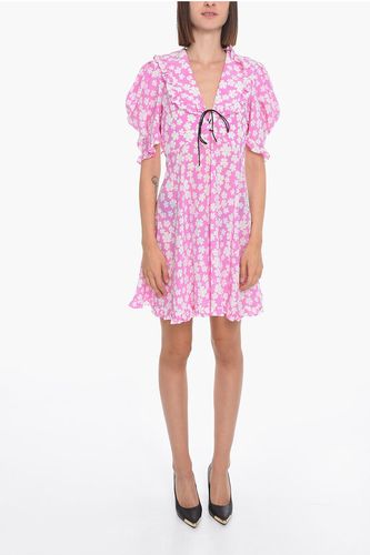 Silk MAROCAIN Flared Mini Dress with Laces Detail Größe 42 - Miu Miu - Modalova