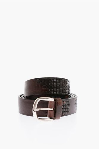 Mm Braided Leather Belt With Silver Buckle size 110 - Alberto Luti - Modalova
