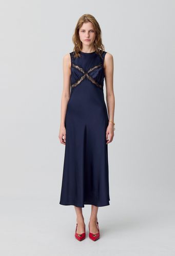 Robe longue satin dentelle - Claudie Pierlot - Modalova