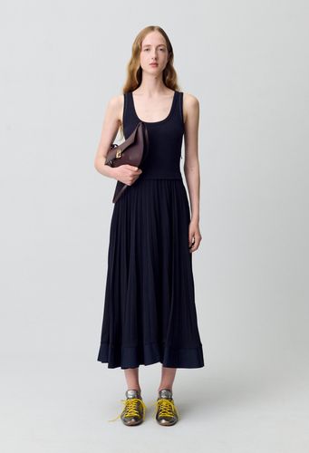 Robe longue plissée marine - Claudie Pierlot - Modalova