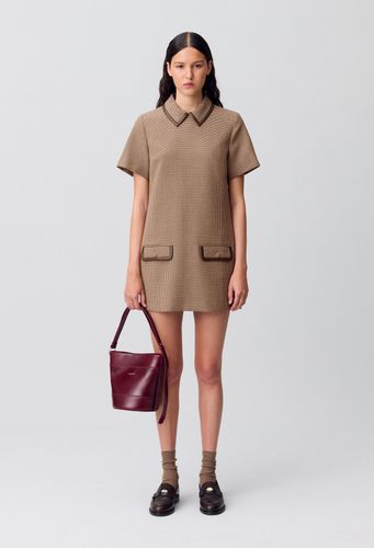 Robe droite avec cuir - Claudie Pierlot - Modalova