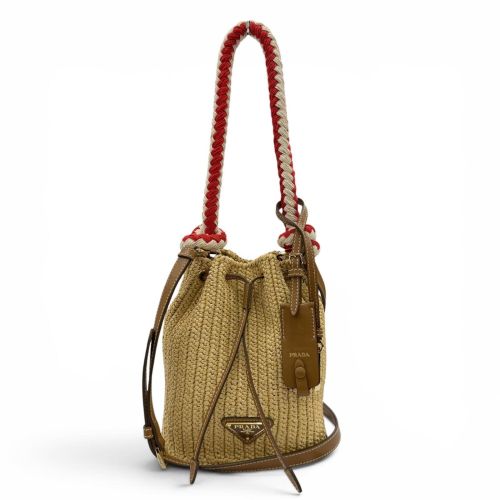 Leather Raffia Handbag Shoulder Bag (Pre-Owned) - Prada - Modalova