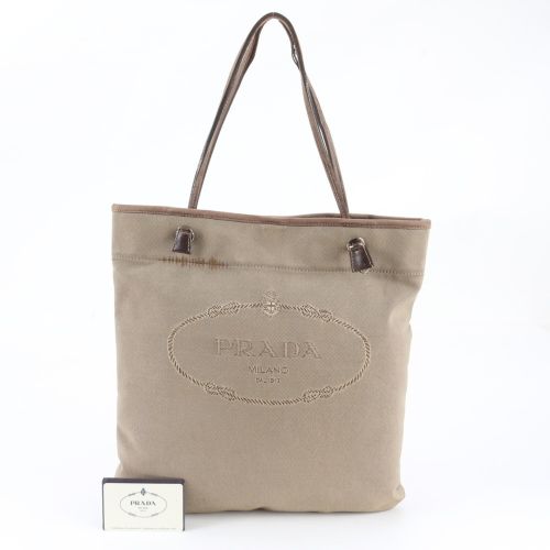Leather Canvas Handbag Shoulder Bag Tote Bag (Pre-Owned) - Prada - Modalova