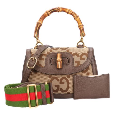 Leather Gg Canvas Handbag Shoulder Bag (Pre-Owned) - Gucci - Modalova