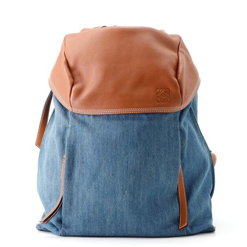 Denim Leather Backpack (Pre-Owned) - Loewe - Modalova