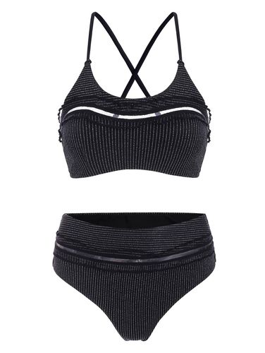 Dresslily Gothic Metallic Bikini Swimsuit Cheeky Crisscross Swimwear Set Clothing Online Xl - DressLily.com - Modalova