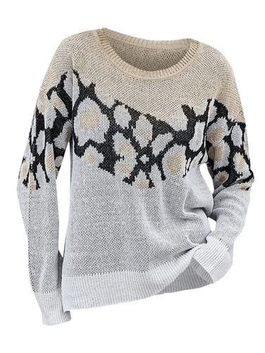 Women Graphic Drop Shoulder High Low Slit Sweater Clothing M - DressLily.com - Modalova