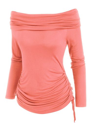 Dresslily Women Off Shoulder Foldover Cinched T-shirt Clothing Xl - DressLily.com - Modalova