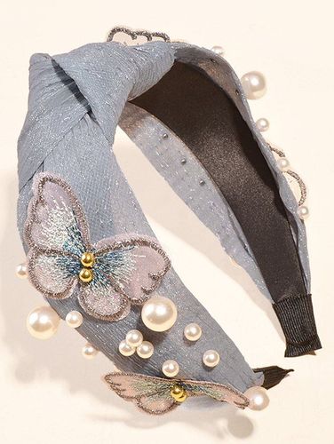 Fashion Women's Hair Accessories Vintage Artificial Pearl Butterfly Wide Hair Band - DressLily.com - Modalova