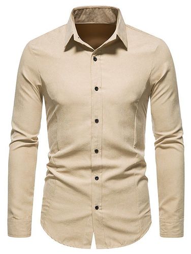 Men Shirt Formal Shirt Plain Color Turn Down Collar Long Sleeves Button-up Shirt Clothing Online Xxl - DressLily.com - Modalova