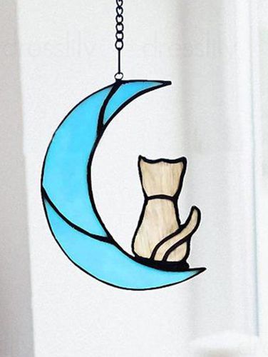 Cute Moon Cat Print Acrylic Home Decor Fashion Online - DressLily.com - Modalova