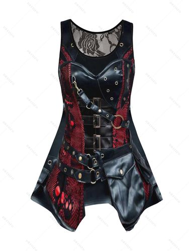 Dresslily Women Tops 3D Print Tank Top Asymmetrical Hem Round Neck Casual Top Clothing Online Xxl - DressLily.com - Modalova
