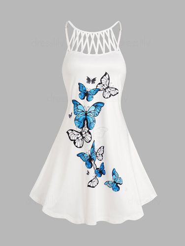 Summer Fashion Butterfly 3d Print Women Hollow Tank Top+leggings